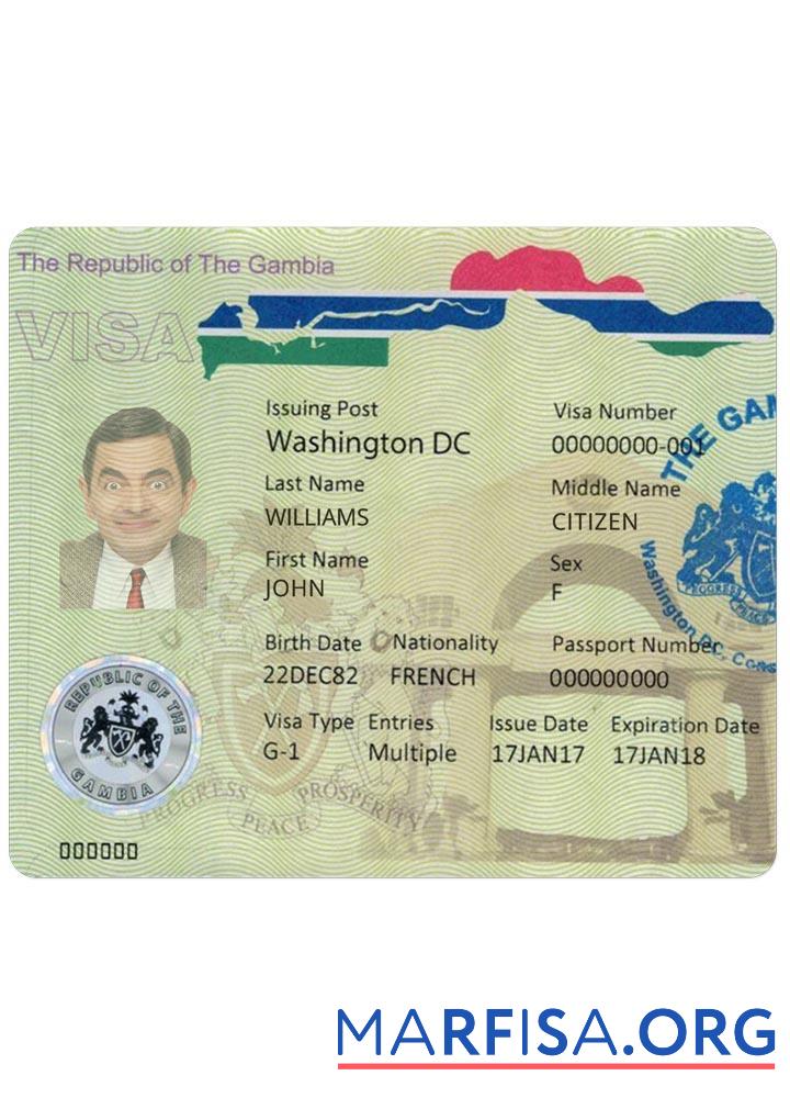 Downloadable Gambia visa sample